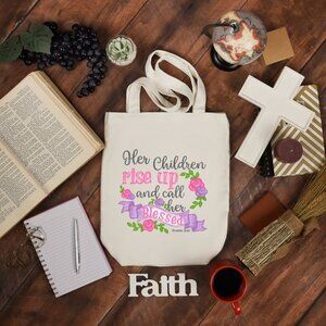 Women's Her Children Shall Rise And Call Her Custom Heavy Canvas Cotton Tote Bag